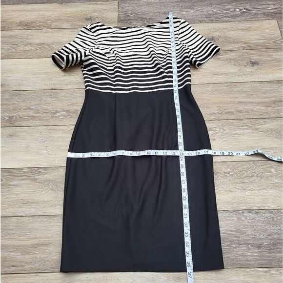 Jones New York high waisted dress black white striped top, solid bottom - size 4 - Picture 2 of 11
